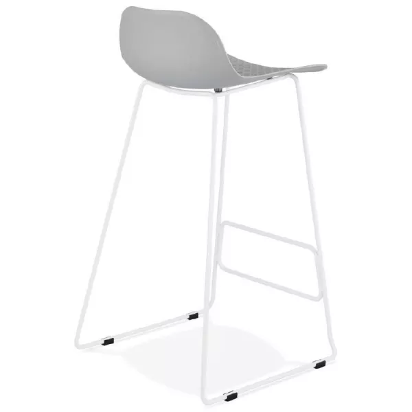 Tabouret de bar chaise de bar design ULYSSE pieds métal blanc (gris clair) - image 37959