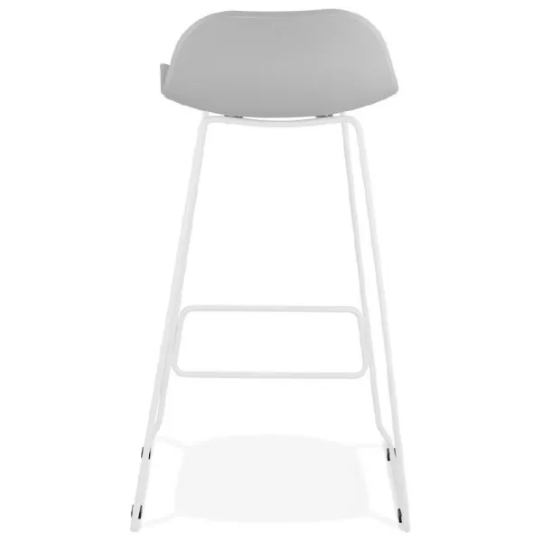 Tabouret de bar chaise de bar design ULYSSE pieds métal blanc (gris clair) - image 37960