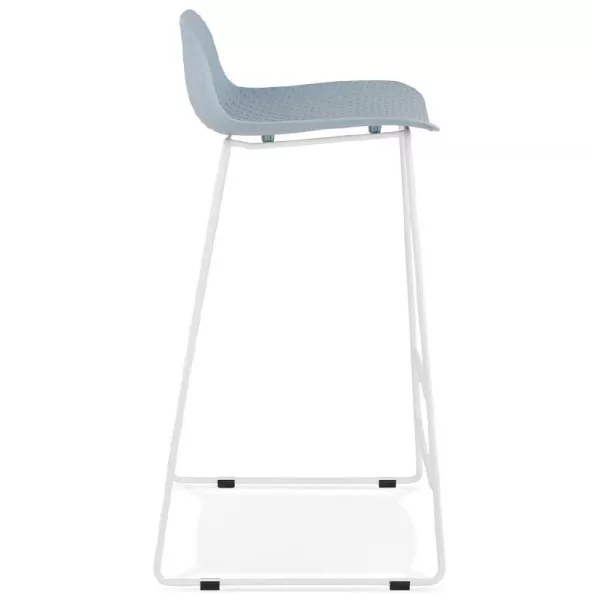 Tabouret de bar chaise de bar design ULYSSE pieds métal blanc (bleu ciel) - image 37970