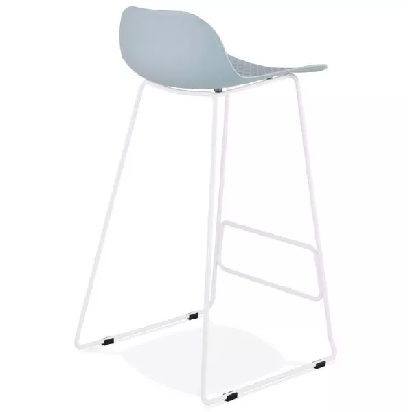 Tabouret de bar chaise de bar design ULYSSE pieds métal blanc (bleu ciel) - image 37971