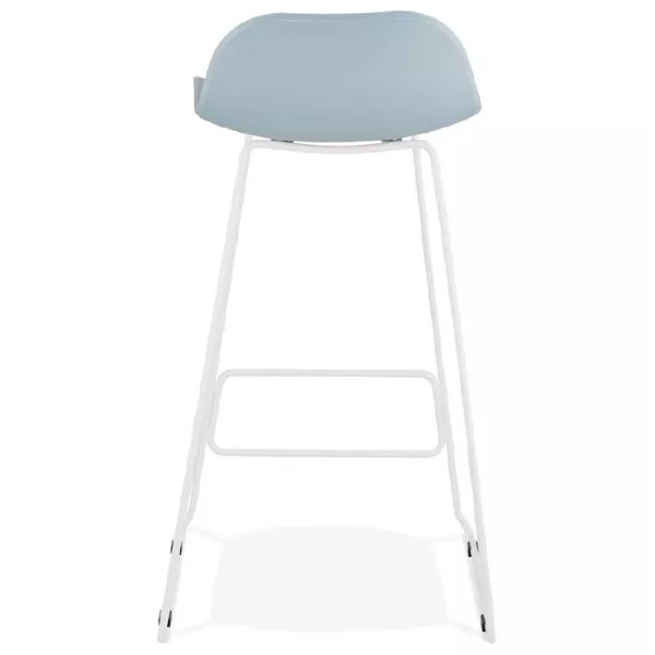 Tabouret de bar chaise de bar design ULYSSE pieds métal blanc (bleu ciel) - image 37972