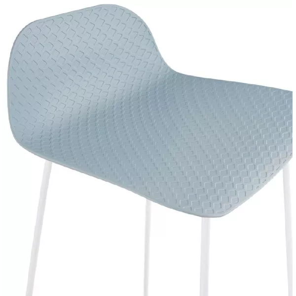 Tabouret de bar chaise de bar design ULYSSE pieds métal blanc (bleu ciel) - image 37973