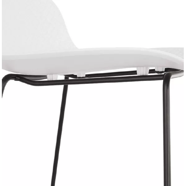 Tabouret de bar chaise de bar design ULYSSE pieds métal noir (blanc) - image 38063