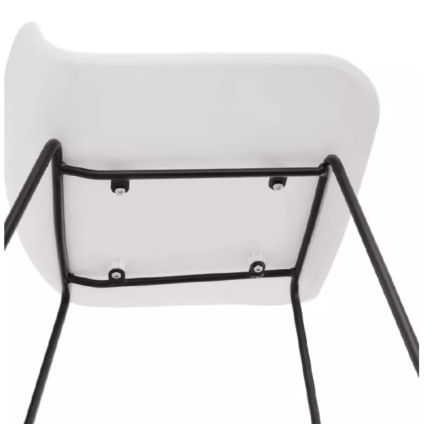 Tabouret de bar chaise de bar design ULYSSE pieds métal noir (blanc) - image 38064