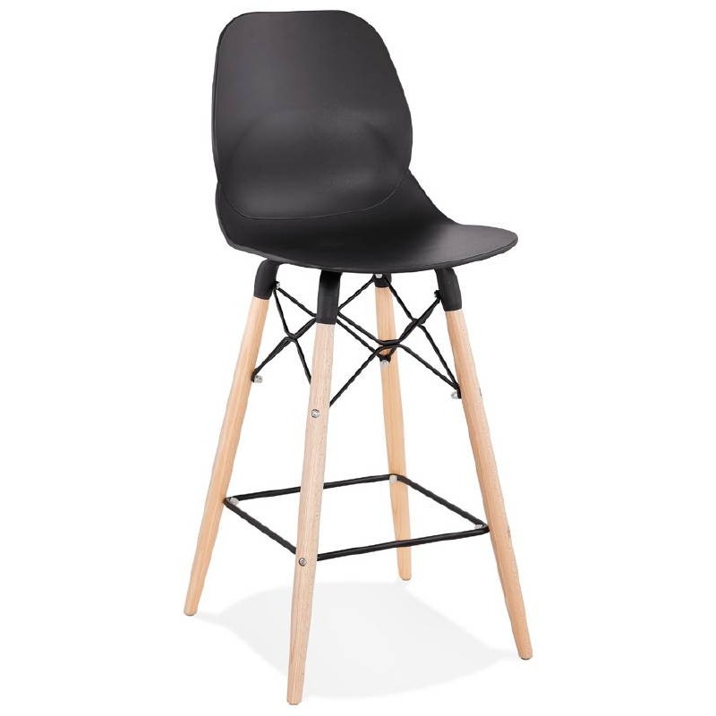 Tabouret de bar chaise de bar mi-hauteur scandinave PACO (noir) - image 38154