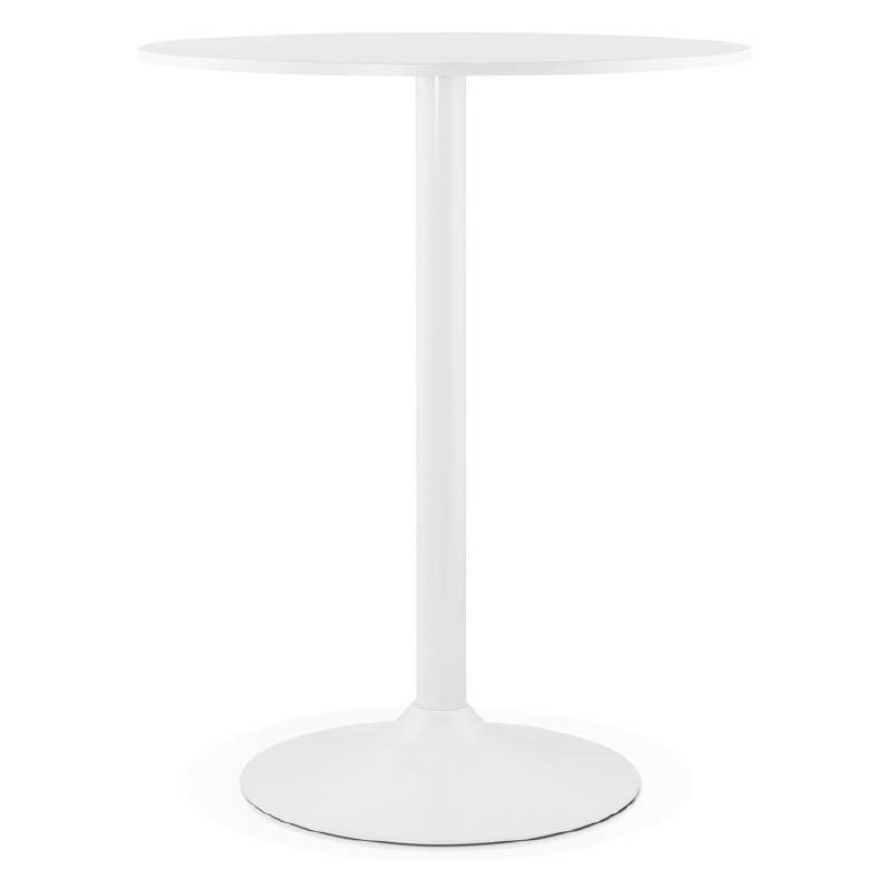 Table haute mange-debout design LUCIE en bois pieds métal blanc (Ø 90 cm) (blanc) - image 38255