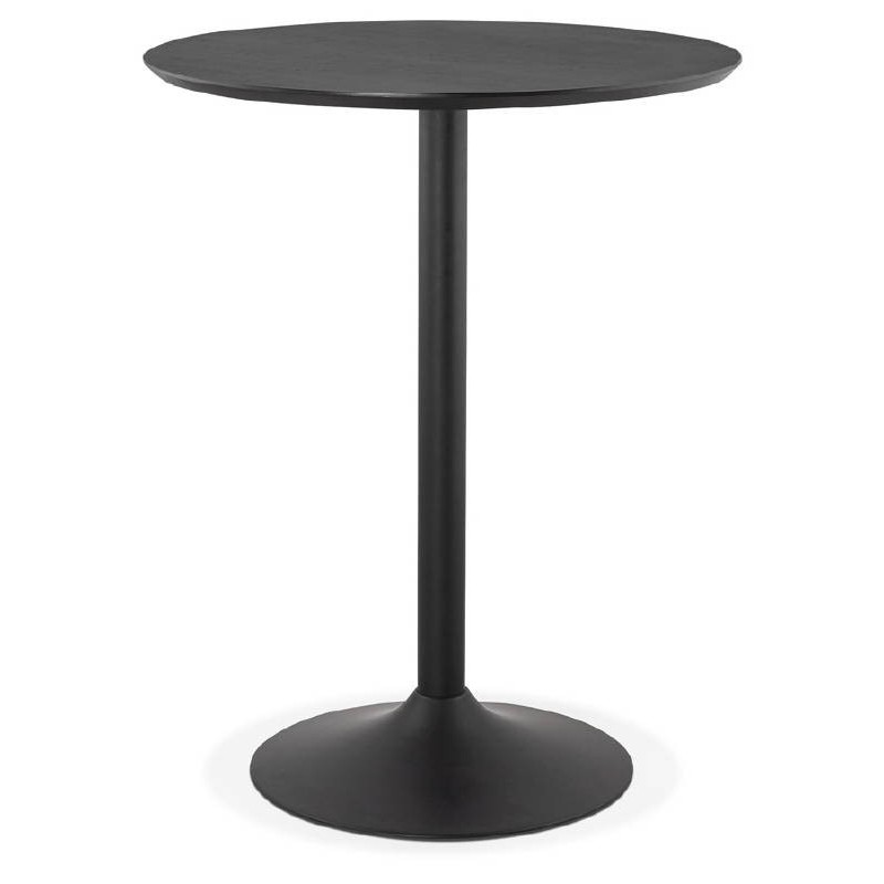 Table haute mange-debout design LAURA en bois pieds métal noir (Ø 90 cm) (noir) - image 38293