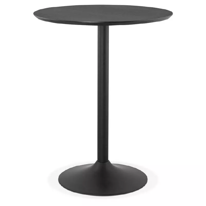 Table high high table LAURA design wooden feet (Ø 90 cm) black metal (black) - image 38293