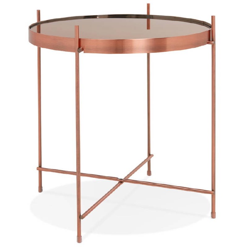 Folding side table, end table ZOE in glass and metal (copper) - image 38695