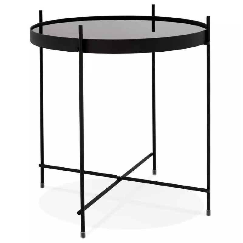 Folding side table, end table ZOE in glass and metal (black) - image 38704