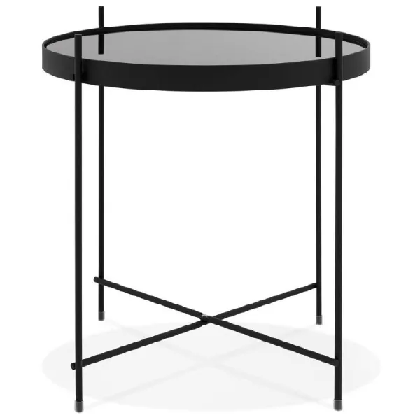 Folding side table, end table ZOE in glass and metal (black) - image 38705