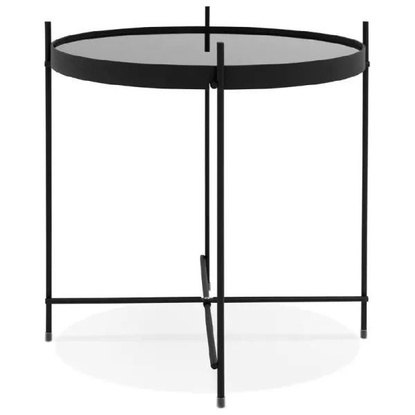 Folding side table, end table ZOE in glass and metal (black) - image 38706