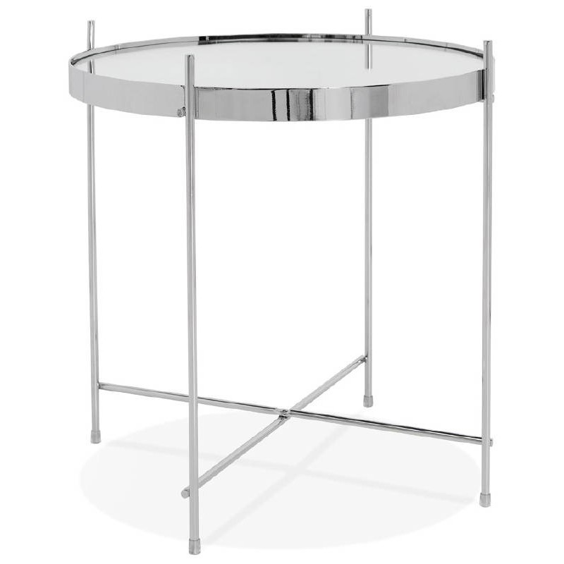 Folding side table, end table ZOE in glass and metal (chrome) - image 38714