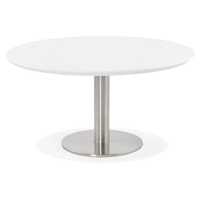 Coffee table design WILLY wood and brushed metal (white) - image 38782