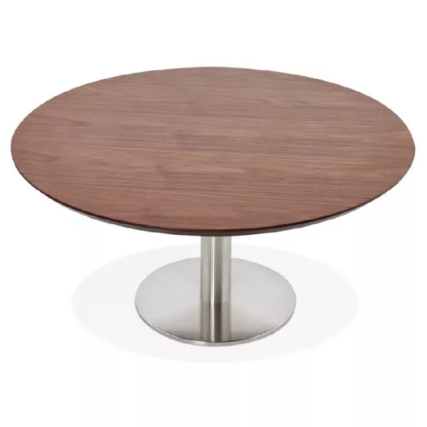 Coffee table design WILLY wood and brushed metal (Walnut) - image 38791