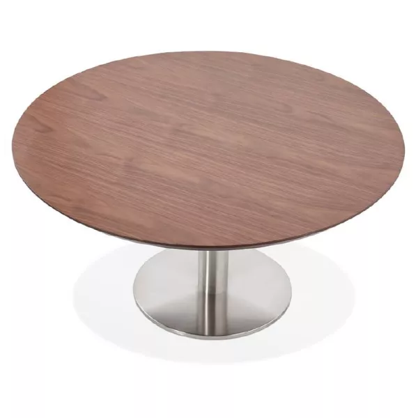 Coffee table design WILLY wood and brushed metal (Walnut) - image 38792