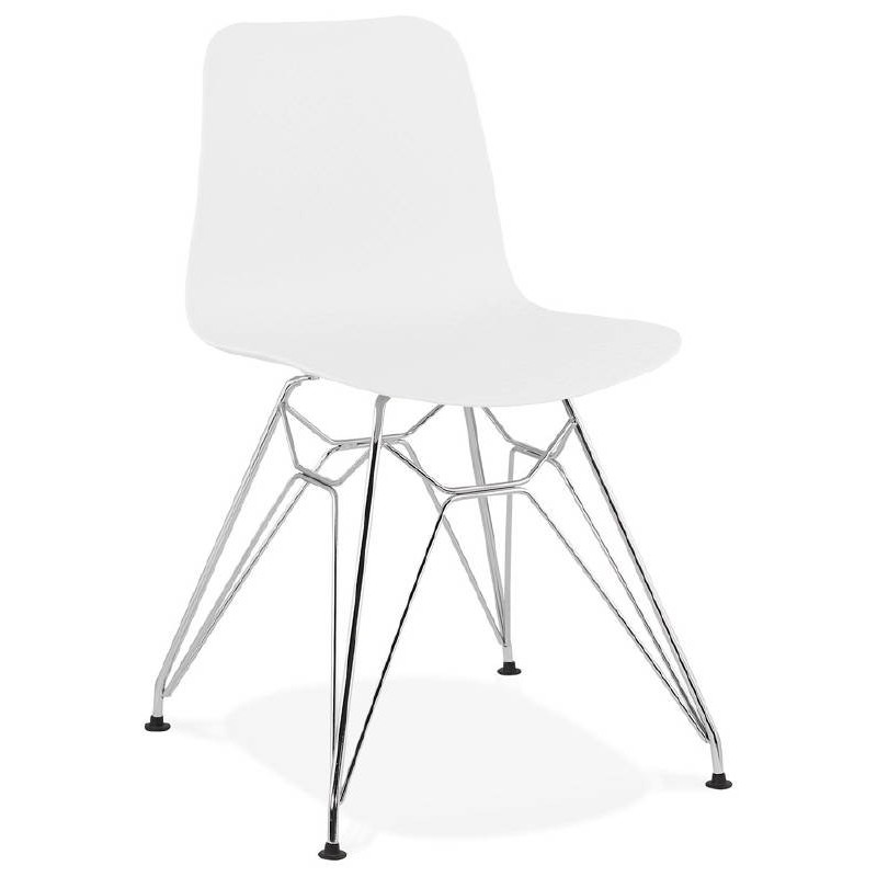 Diseño y silla industrial de polipropileno patas cromo metal (blanco) asociarse con Sillas cómodas para oficina