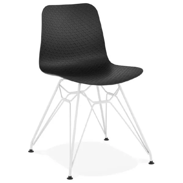 Design and modern Chair in polypropylene feet (black) white metal - image 39108