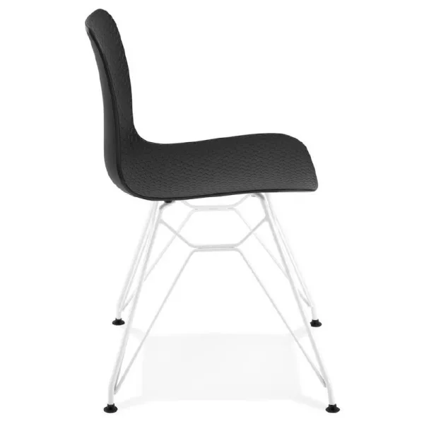 Design and modern Chair in polypropylene feet (black) white metal - image 39110