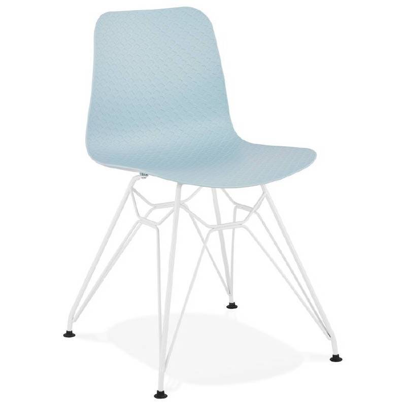 Design and modern Chair in polypropylene feet (blue) white metal - image 39281