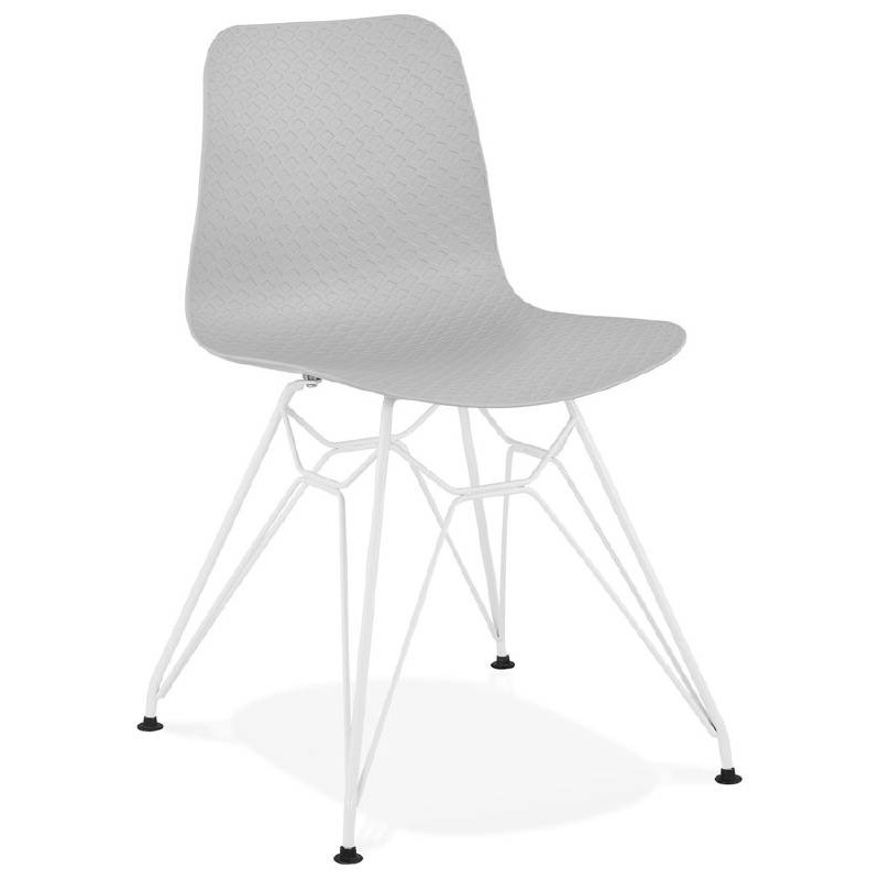 Design and modern Chair in polypropylene feet white metal (light gray) - image 39293