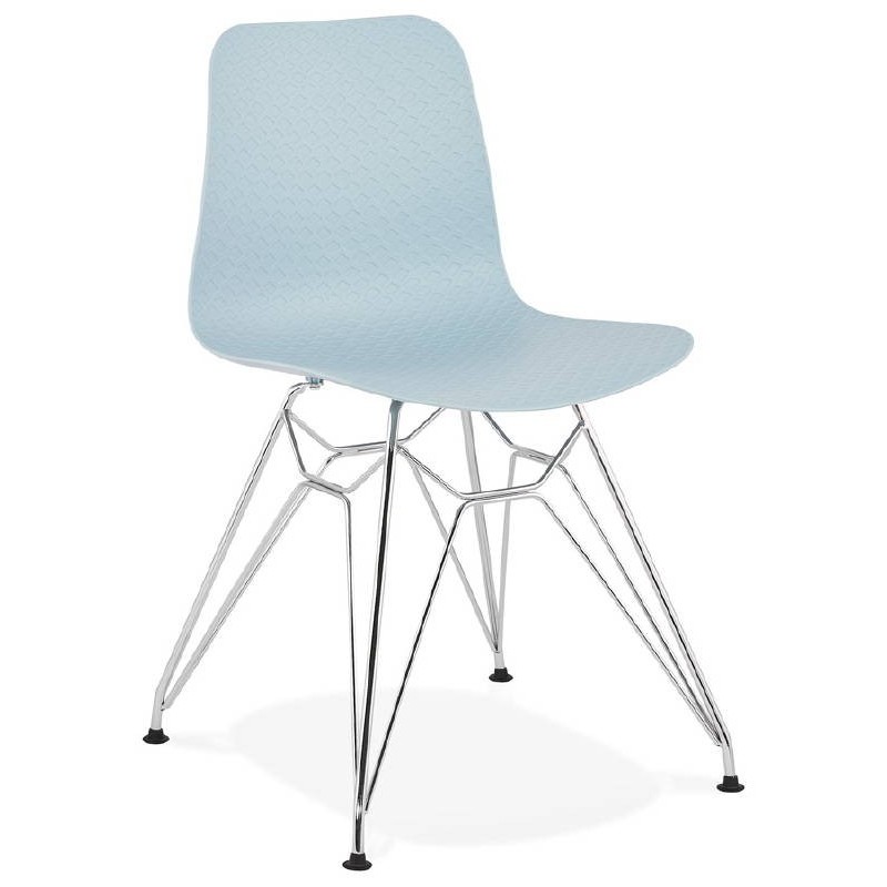 Design and industrial chair from polypropylene (sky blue) chrome metal legs - image 39317