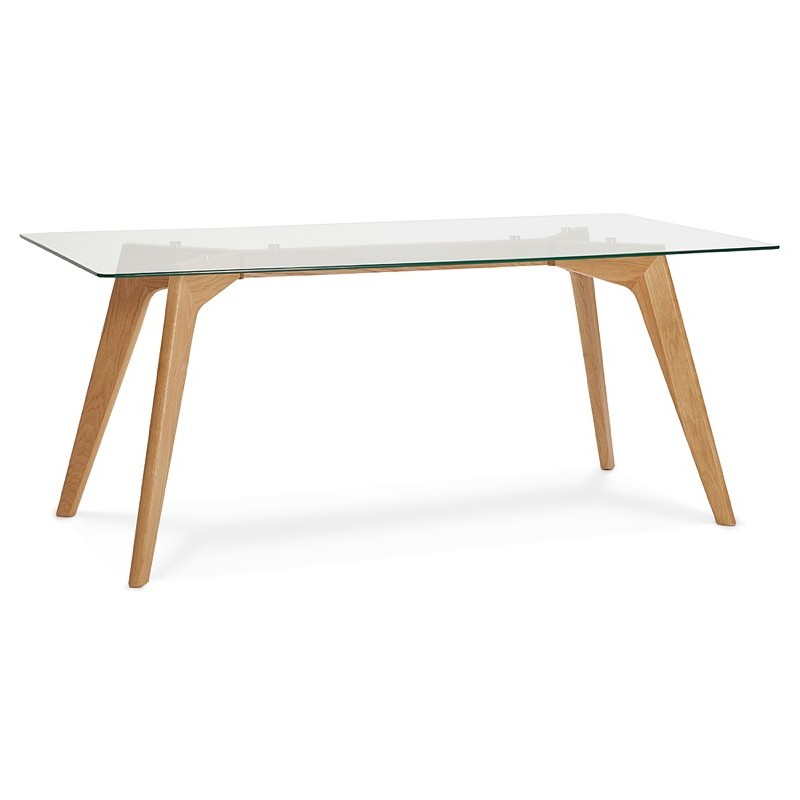 Table à manger design scandinave APOLINE en verre (90x180x75cm) (transparent) - image 39565