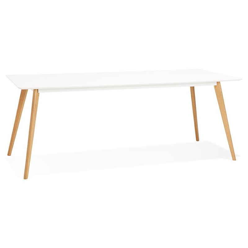 Tavolo da pranzo design scandinavo CLEMENTINE in legno (200 x 90 x 75 cm) (bianco) associarsi a Tavolo da pranzo da cucina funzi