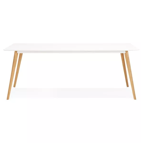 Dining table design Scandinavian CLEMENTINE wooden (200 x 90 x 75 cm) (white) to associate with Stackable Dining Table to Save S