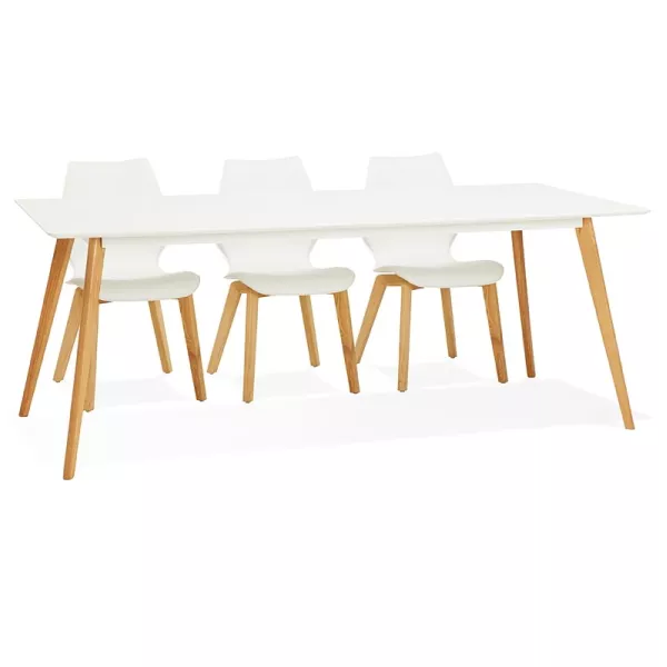 Dining table design Scandinavian CLEMENTINE wooden (200 x 90 x 75 cm) (white) to associate with Industrial Dining Table In Metal