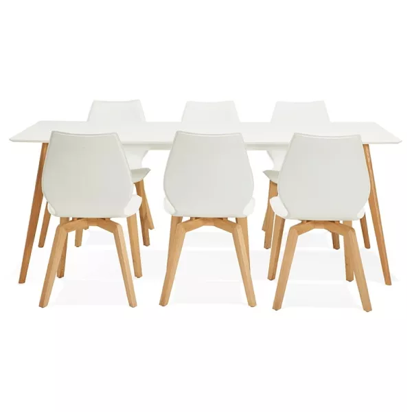 Dining table design Scandinavian CLEMENTINE wooden (200 x 90 x 75 cm) (white) to associate with Scandinavian Dining Table With a