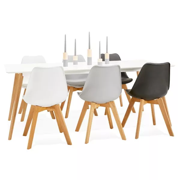 Dining table design Scandinavian CLEMENTINE wooden (200 x 90 x 75 cm) (white) to associate with Rattan Dining Table For A Natura