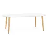 Round dining table Scandinavian to extensions (Ø 120 cm) OLIVIA (120-220 x 120 x 75 cm) wooden (matte white) to associate with C