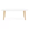 Round dining table Scandinavian to extensions (Ø 120 cm) OLIVIA (120-220 x 120 x 75 cm) wooden (matte white) to associate with C