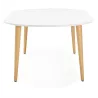 Round dining table Scandinavian to extensions (Ø 120 cm) OLIVIA (120-220 x 120 x 75 cm) wooden (matte white) to associate with F