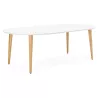 Round dining table Scandinavian to extensions (Ø 120 cm) OLIVIA (120-220 x 120 x 75 cm) wooden (matte white) to associate with R