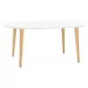 Round dining table Scandinavian to extensions (Ø 120 cm) OLIVIA (120-220 x 120 x 75 cm) wooden (matte white) to associate with C