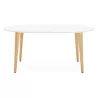 Round dining table Scandinavian to extensions (Ø 120 cm) OLIVIA (120-220 x 120 x 75 cm) wooden (matte white) to associate with W