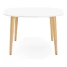 Round dining table Scandinavian to extensions (Ø 120 cm) OLIVIA (120-220 x 120 x 75 cm) wooden (matte white) to associate with D