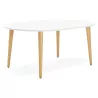 Round dining table Scandinavian to extensions (Ø 120 cm) OLIVIA (120-220 x 120 x 75 cm) wooden (matte white) to associate with V