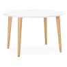 Round dining table Scandinavian to extensions (Ø 120 cm) OLIVIA (120-220 x 120 x 75 cm) wooden (matte white) to associate with D