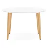 Round dining table Scandinavian to extensions (Ø 120 cm) OLIVIA (120-220 x 120 x 75 cm) wooden (matte white) to associate with M