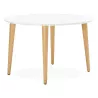 Round dining table Scandinavian to extensions (Ø 120 cm) OLIVIA (120-220 x 120 x 75 cm) wooden (matte white) to associate with R