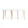 Round dining table Scandinavian to extensions (Ø 120 cm) OLIVIA (120-220 x 120 x 75 cm) wooden (matte white) to associate with S