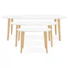 Round dining table Scandinavian to extensions (Ø 120 cm) OLIVIA (120-220 x 120 x 75 cm) wooden (matte white) to associate with M