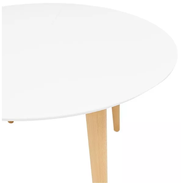 Round dining table Scandinavian to extensions (Ø 120 cm) OLIVIA (120-220 x 120 x 75 cm) wooden (matte white) to associate with W