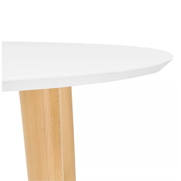 Round dining table Scandinavian to extensions (Ø 120 cm) OLIVIA (120-220 x 120 x 75 cm) wooden (matte white) to associate with V