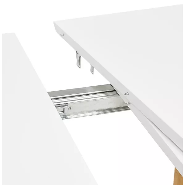 Mesa de comedor escandinavo para extensiones (Ø 120 cm) OLIVIA (120-220 x 120 x 75 cm) madera (blanco mate) asociarse con Mesa d