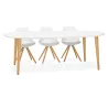 Round dining table Scandinavian to extensions (Ø 120 cm) OLIVIA (120-220 x 120 x 75 cm) wooden (matte white) to associate with U