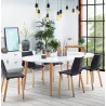 Round dining table Scandinavian to extensions (Ø 120 cm) OLIVIA (120-220 x 120 x 75 cm) wooden (matte white) to associate with S